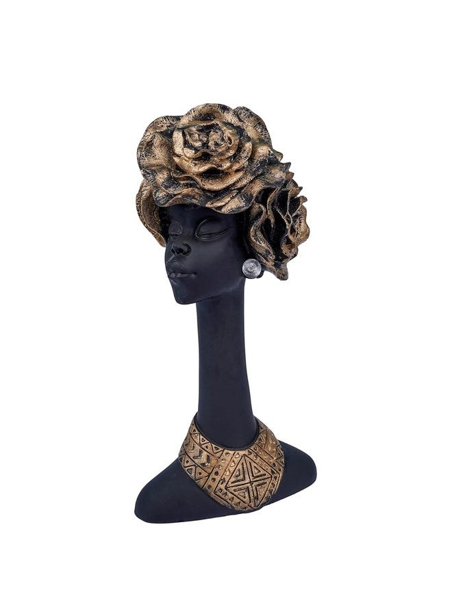 Ramashram African Lady Resin Bust Statue with Golden Rose Headpiece I Elegant Home Decor Figurine for Living Room & Office - 11 Inch - Image 4